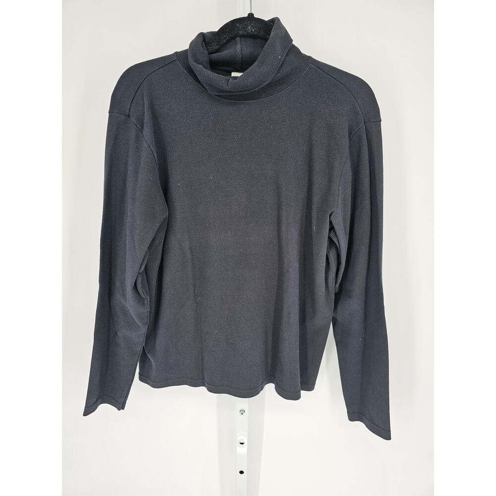 White Stag Women's Black Long Sleeve Turtle Neck Pullover Cotton Top Size 16/18